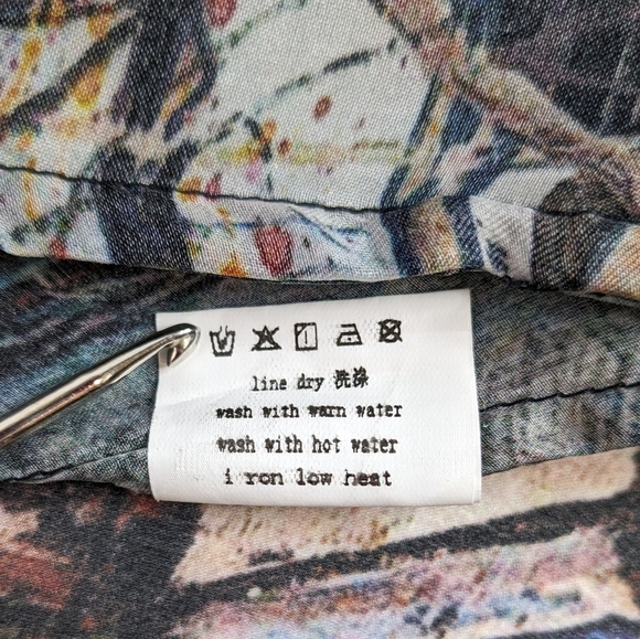 Hokwai Japanese Kimono Tunic Hand Print Unique Art Design 100% Silk Large Q-1 - Picture 9 of 16